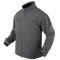 The Condor Covert Softshell Jacket | SALE is a gray zip-up with a high collar, long sleeves, and two chest pockets—perfect for EDC or law enforcement professionals—shown on a plain background.