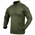 The Condor Long Sleeve Combat Shirt in Olive Drab features a quarter-zip collar, shoulder pockets, and Velcro patches on both sleeves. Now on SALE.