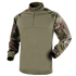 The Condor Long Sleeve Combat Shirt - Scorpion OCP features a solid olive torso, camo sleeves, half-zip front, and adjustable cuffs—perfect for military and law enforcement use.