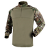 The Condor Long Sleeve Combat Shirt - Scorpion OCP features a solid olive torso, camo sleeves, half-zip front, and adjustable cuffs—perfect for military and law enforcement use.