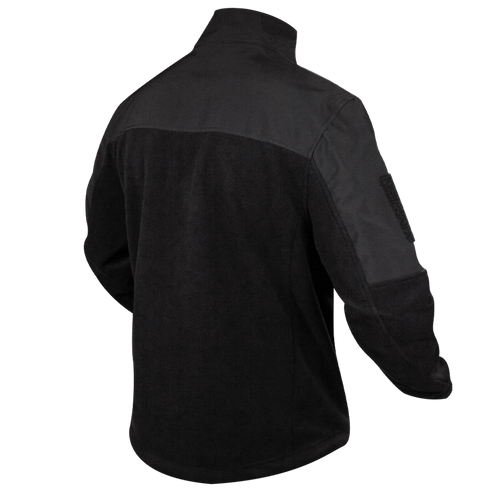 The Condor Bravo Fleece Jacket is shown from the back, featuring a high collar and reinforced shoulders and upper arms—designed for durability and protection, perfect for law enforcement professionals.
