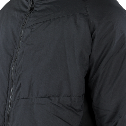 A close-up shows the chest and shoulder area of a person wearing the Condor Nimbus Light Loft Jacket in black, featuring a visible front zipper.