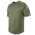 The Condor Trident Short Sleeve Battle Top, shown in olive green on a white background, features a left sleeve shoulder pocket and Velcro patch.