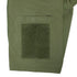 Close-up of the Condor Trident Short Sleeve Battle Top’s green sleeve, featuring a rectangular hook-and-loop fastener patch and stitched pocket, commonly used in tactical gear.