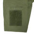 Close-up of the Condor Trident Short Sleeve Battle Top’s green sleeve, featuring a rectangular hook-and-loop fastener patch and stitched pocket, commonly used in tactical gear.