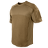 The Condor Trident Short Sleeve Battle Top is a brown tactical shirt with reinforced stitching and a Velcro patch on the left sleeve, designed for military or first responder use, displayed on a plain background.