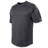 The Condor Trident Short Sleeve Battle Top is a dark gray tactical shirt with reinforced stitching and a Velcro patch on the left sleeve, designed for military or first responders, shown on a white background.