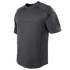 The Condor Trident Short Sleeve Battle Top is a dark gray tactical shirt with reinforced stitching and a Velcro patch on the left sleeve, designed for military or first responders, shown on a white background.