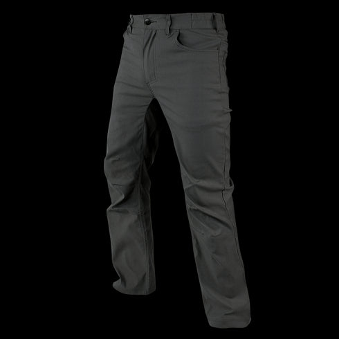 The Condor Cipher Pants are dark gray, straight-leg pants with front and back pockets, perfect for law enforcement or shooting range use, shown against a plain white background.