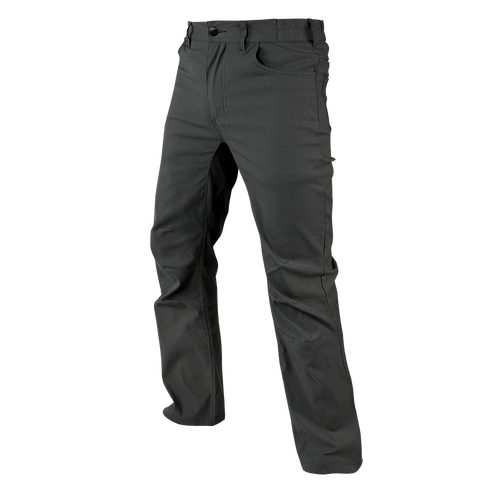 The Condor Cipher Pants are dark gray, straight-leg pants with front and back pockets, perfect for law enforcement or shooting range use, shown against a plain white background.