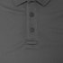 Close-up of the upper chest of the Condor Long Sleeve Performance Tactical Polo in dark gray, featuring a collar, three black buttons, and textured fabric.