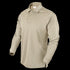 The Condor Long Sleeve Performance Tactical Polo in beige features three buttons and a collar, delivering a smart, tactical look ideal for casual wear or law enforcement duty. Shown on a plain white background.