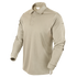 The Condor Long Sleeve Performance Tactical Polo in beige features three buttons and a collar, delivering a smart, tactical look ideal for casual wear or law enforcement duty. Shown on a plain white background.