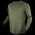 The Condor Maxfort Long Sleeve Training Top in olive green features a crew neck and CONDOR printed on the left shoulder—ideal for military use or days at the shooting range, shown against a plain background.