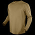 The Condor Maxfort Long Sleeve Training Top is a tan athletic shirt with a crew neck and CONDOR branding near the left shoulder, perfect for EDC or military use.