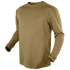 The Condor Maxfort Long Sleeve Training Top is a tan athletic shirt with a crew neck and CONDOR branding near the left shoulder, perfect for EDC or military use.