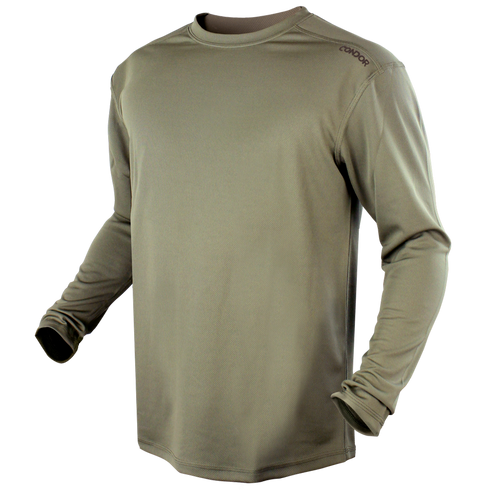 The Condor Maxfort Long Sleeve Training Top in olive drab, shown on a mannequin, is perfect for bushcraft or EDC fans who want dependable basics.