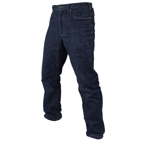 Condor Cipher Jeans displayed in dark blue denim on a white background, photographed from the front and at a slight side angle.