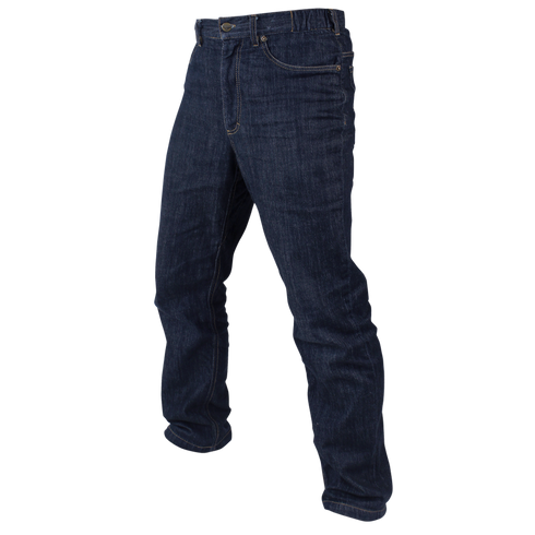 Condor Cipher Jeans displayed in dark blue denim on a white background, photographed from the front and at a slight side angle.
