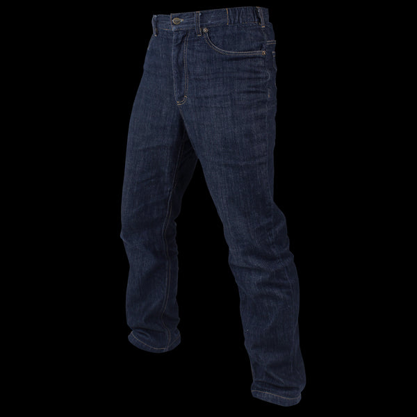 Condor Cipher Jeans displayed in dark blue denim on a white background, photographed from the front and at a slight side angle.