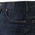 Close-up of the front pocket area of Condor Cipher Jeans | SALE in dark blue denim with yellow stitching and metal rivets, designed for durability to meet law enforcement and first responder demands.