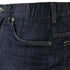 Close-up of the front pocket area of Condor Cipher Jeans | SALE in dark blue denim with yellow stitching and metal rivets, designed for durability to meet law enforcement and first responder demands.