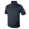 The Condor Short Sleeve Combat Shirt | SALE features a zip-up collar and velcro sleeve patches—perfect for EDC or range days—shown in dark navy on a plain white background.