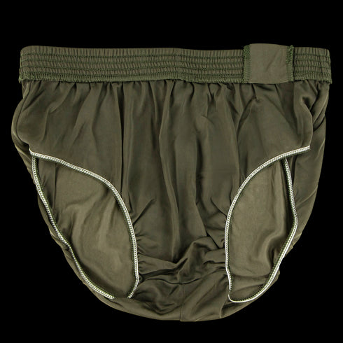 Condor Running Shorts in olive green with a tactical style, elastic waistband, and white stitching on the leg openings, displayed flat on a white background.