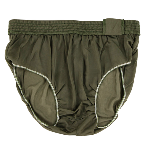 Condor Running Shorts in olive green with a tactical style, elastic waistband, and white stitching on the leg openings, displayed flat on a white background.