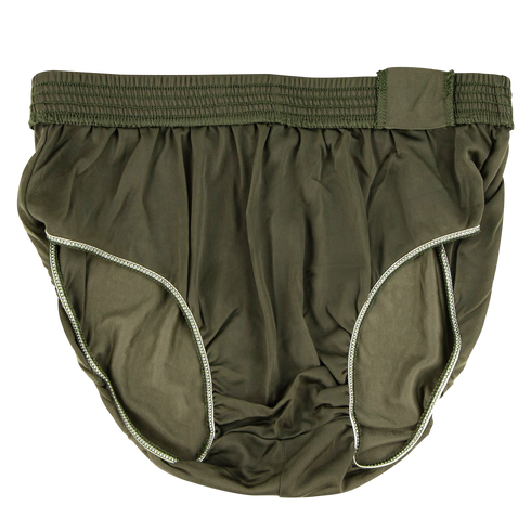 Condor Running Shorts in olive green with a tactical style, elastic waistband, and white stitching on the leg openings, displayed flat on a white background.