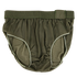 Condor Running Shorts in olive green with a tactical style, elastic waistband, and white stitching on the leg openings, displayed flat on a white background.