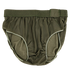 Condor Running Shorts in olive green with a tactical style, elastic waistband, and white stitching on the leg openings, displayed flat on a white background.