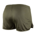 The Condor Running Shorts in olive green feature an elastic waistband and side slits, shown from the back—perfect for military training or first responder fitness routines.