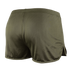 The Condor Running Shorts in olive green feature an elastic waistband and side slits, shown from the back—perfect for military training or first responder fitness routines.