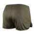 The Condor Running Shorts in olive green feature an elastic waistband and side slits, shown from the back—perfect for military training or first responder fitness routines.