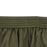 Close-up of olive green Condor Running Shorts fabric with multiple rows of stitching and gathered pleats, featuring a tactical elastic waistband ideal for active use.