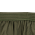 Close-up of olive green Condor Running Shorts fabric with multiple rows of stitching and gathered pleats, featuring a tactical elastic waistband ideal for active use.