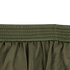 Close-up of olive green Condor Running Shorts fabric with multiple rows of stitching and gathered pleats, featuring a tactical elastic waistband ideal for active use.