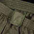 Close-up of the olive green elastic waistband with a fabric belt loop on Condor Running Shorts.