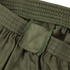 Close-up of the olive green elastic waistband with a fabric belt loop on Condor Running Shorts.