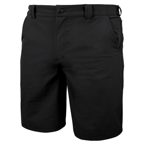 The Condor Maverick Shorts are black, knee-length, with side pockets, belt loops, and a button waist—ideal for EDC or range days.