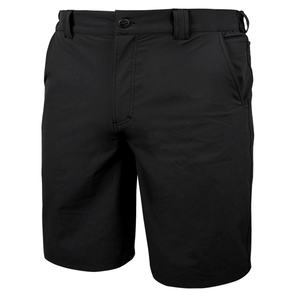 The Condor Maverick Shorts are black, knee-length, with side pockets, belt loops, and a button waist—ideal for EDC or range days.