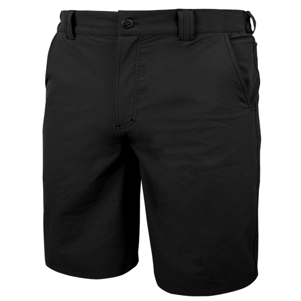 The Condor Maverick Shorts are black, knee-length, with side pockets, belt loops, and a button waist—ideal for EDC or range days.