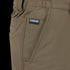 Close-up of Condor Maverick Shorts in brown, featuring a visible side pocket and a branded label above the pocket—ideal for military or law enforcement use.