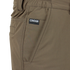 Close-up of Condor Maverick Shorts in brown, featuring a visible side pocket and a branded label above the pocket—ideal for military or law enforcement use.