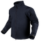 The Condor Westpac Softshell Jacket is a dark navy zip-up with long sleeves, high collar, and adjustable wrist straps, designed for law enforcement. Shown on an invisible mannequin over a transparent background.