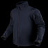 The Condor Westpac Softshell Jacket is a dark navy zip-up with long sleeves, high collar, and adjustable wrist straps, designed for law enforcement. Shown on an invisible mannequin over a transparent background.