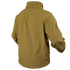 The Condor Westpac Softshell Jacket is shown from the back in brown, featuring long sleeves, a high collar, and prominent seam lines.