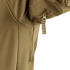 Close-up of the Condor Westpac Softshell Jackets tan sleeve, highlighting a vertical zipper pocket and detailed seam stitching.