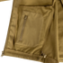 Close-up of the Condor Westpac Softshell Jacket in tan, featuring a zippered interior pocket and adjustable drawstring hem, designed for first responders.